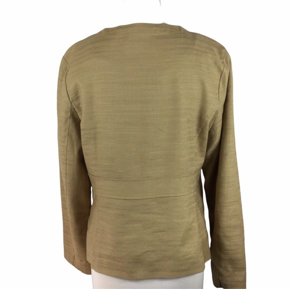 Dana Buchman Tan Linen/Cotton Zippered Jacket, 10 - Picture 4 of 6